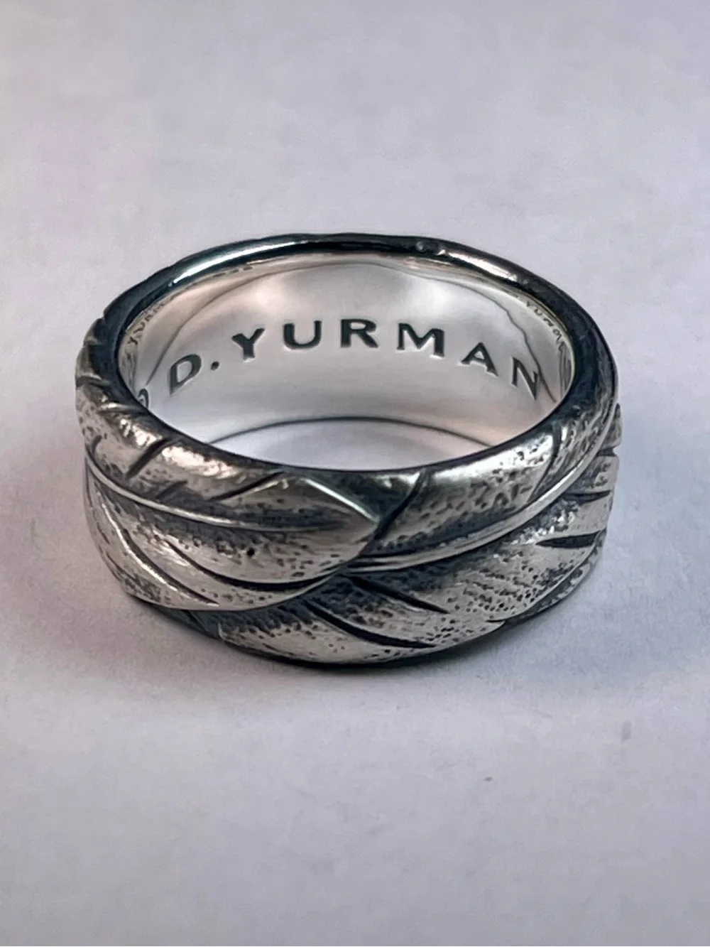 David Yurman Sterling Silver Southwest Feather Band Ring - Silverd
